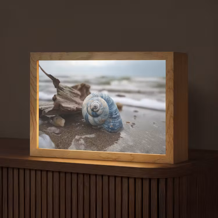 Schelp - Strand - Blauw - Zee Light Box met kabel (Tafellamp) klein -z3d_website