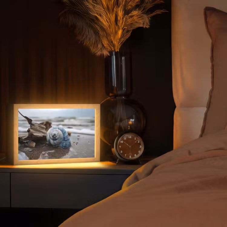 Schelp - Strand - Blauw - Zee Light Box met kabel (Tafellamp) klein -sfeer1
