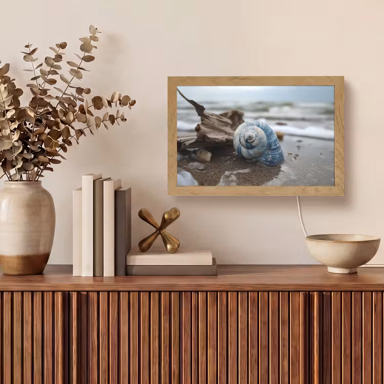 Schelp - Strand - Blauw - Zee Light Box met kabel (Tafellamp) klein -sfeer2