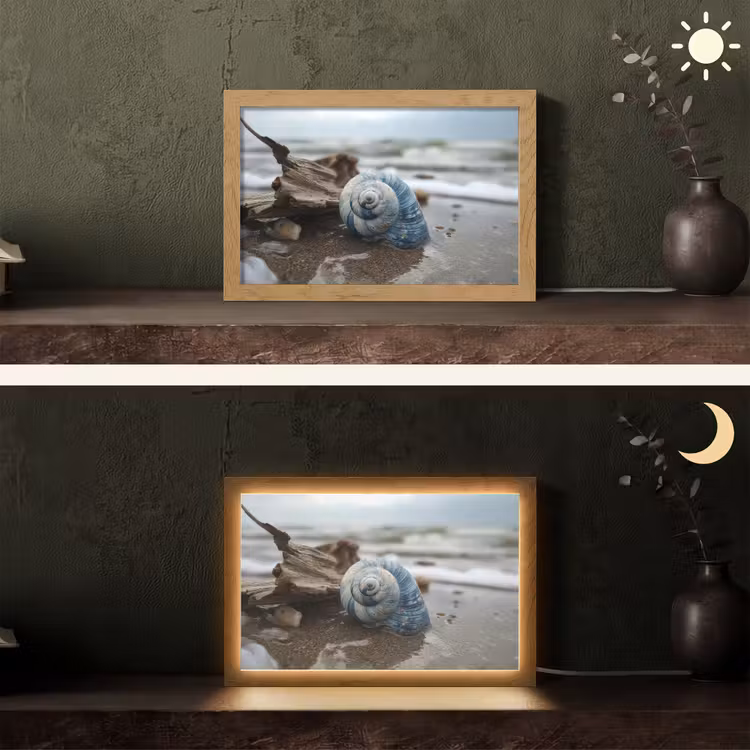 Schelp - Strand - Blauw - Zee Light Box met kabel (Tafellamp) klein -sfeer3