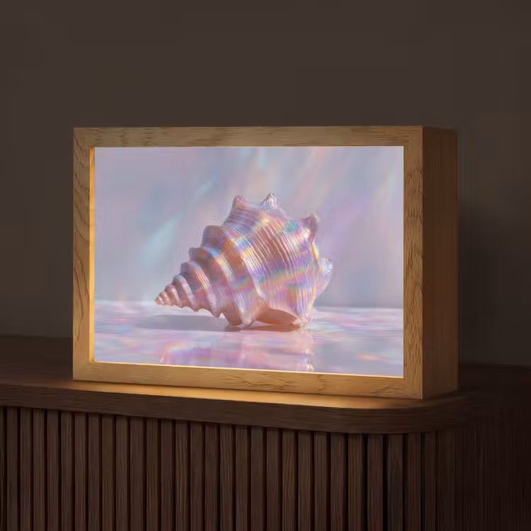 Schelp - Glanzend - Regenboogtinten Light Box met kabel (Tafellamp) klein -z3d_website