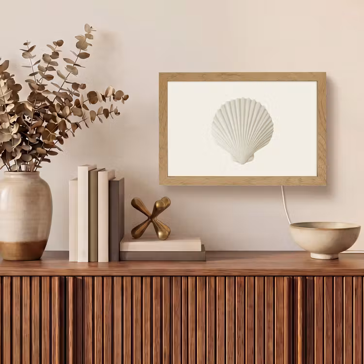 Schelp - Minimalistisch - Wit Light Box met kabel (Tafellamp) klein -sfeer2