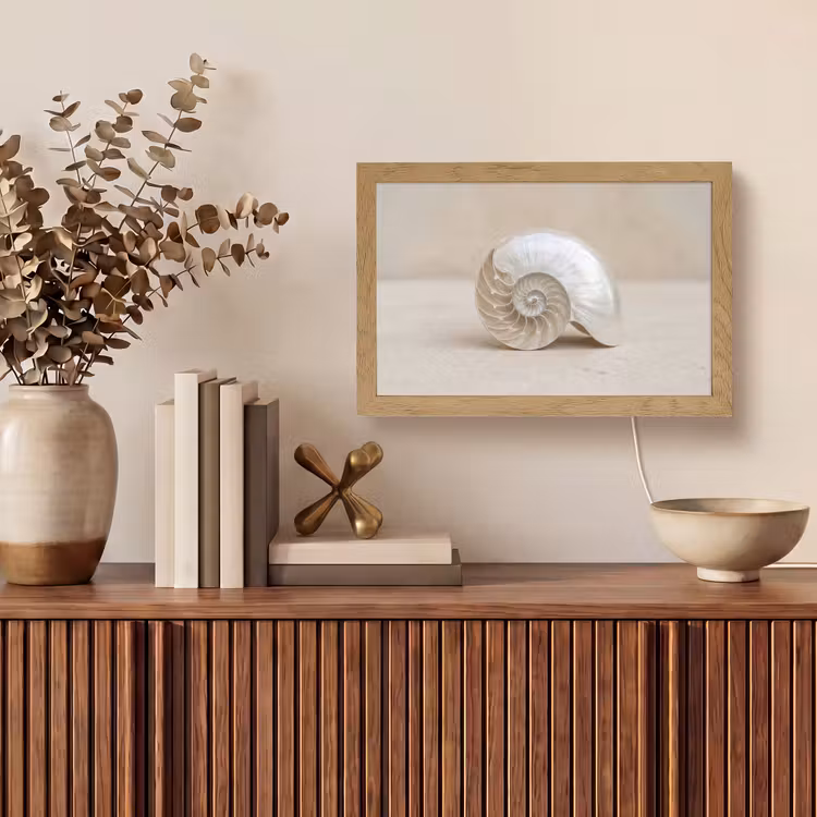 Schelp - Spiraal - Beige Light Box met kabel (Tafellamp) klein -sfeer2