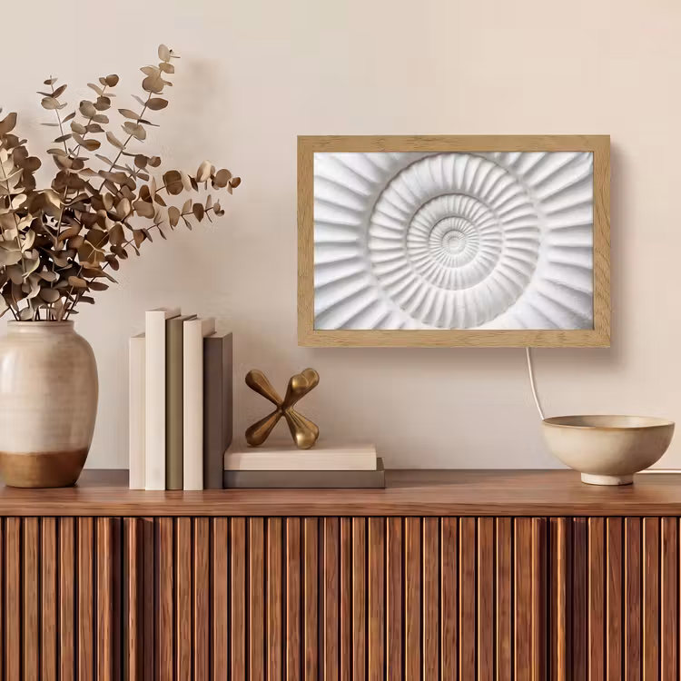 Schelp - Spiraal - Wit Light Box met kabel (Tafellamp) klein -sfeer2