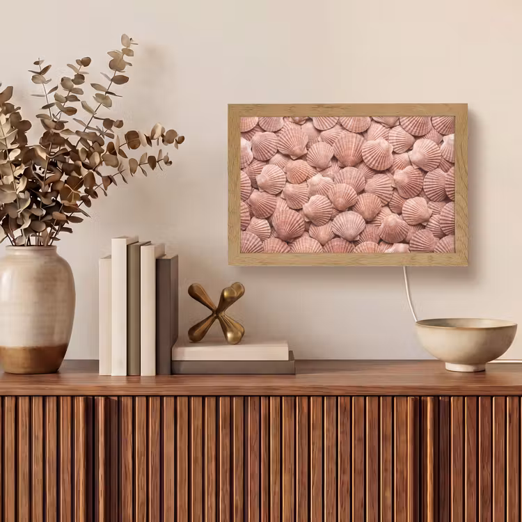 Schelpen - Patroon - Roze Light Box met kabel (Tafellamp) klein -sfeer2