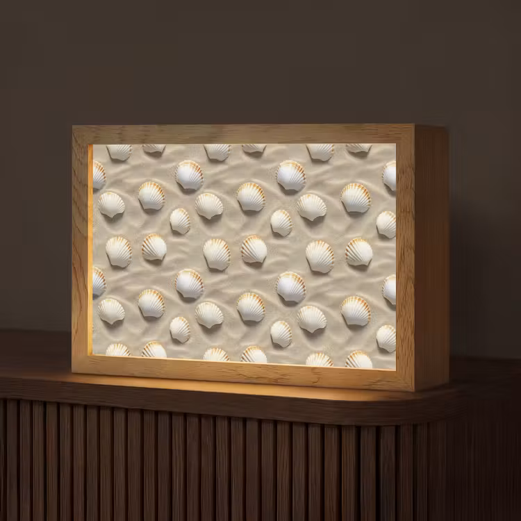 Schelpen - Zand - Maritiem Light Box met kabel (Tafellamp) klein 924 -z3d_website