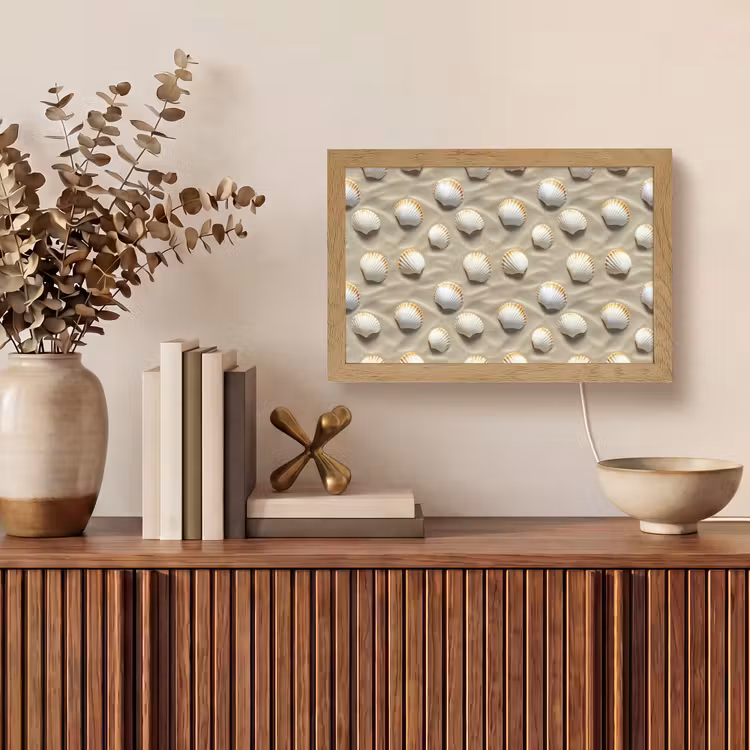 Schelpen - Zand - Maritiem Light Box met kabel (Tafellamp) klein 924 -sfeer2