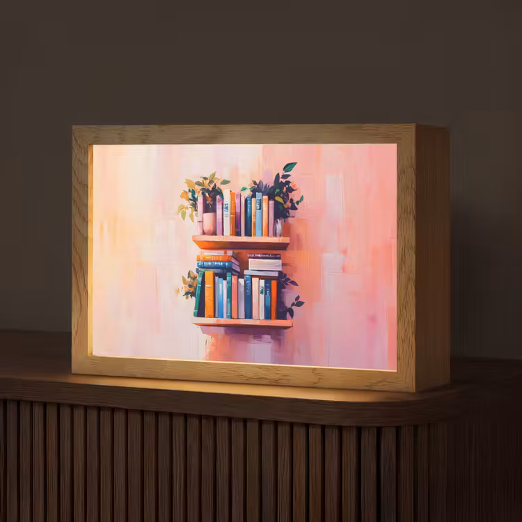 Planken - Boeken - Bladeren Light Box met kabel (Tafellamp) klein -z3d_website