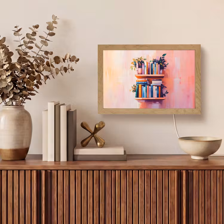 Planken - Boeken - Bladeren Light Box met kabel (Tafellamp) klein -sfeer2