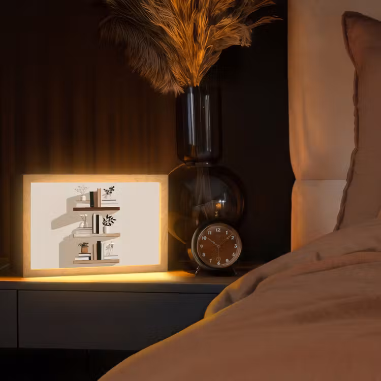 Plankjes - Boeken - Vaasjes - Planten Light Box met kabel (Tafellamp) klein -sfeer1
