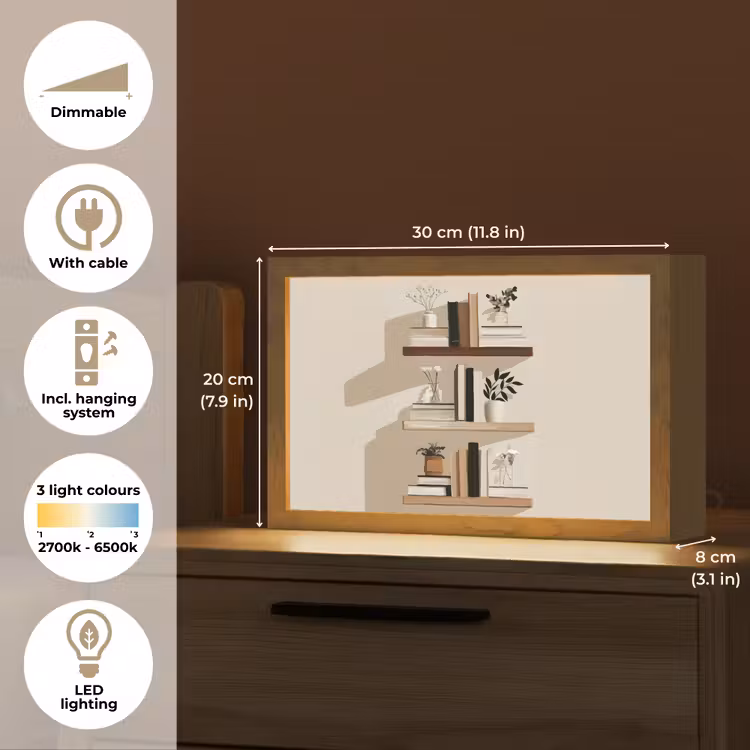 Plankjes - Boeken - Vaasjes - Planten Light Box met kabel (Tafellamp) klein -USP_EN