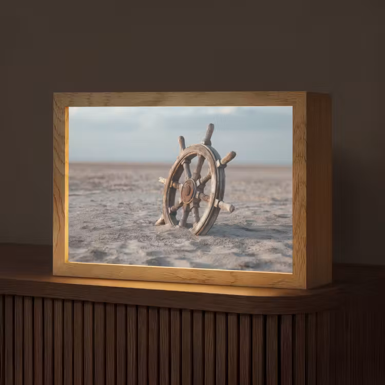 Scheepsstuur - Hout - Bruin - Zand Light Box met kabel (Tafellamp) klein -z3d_website