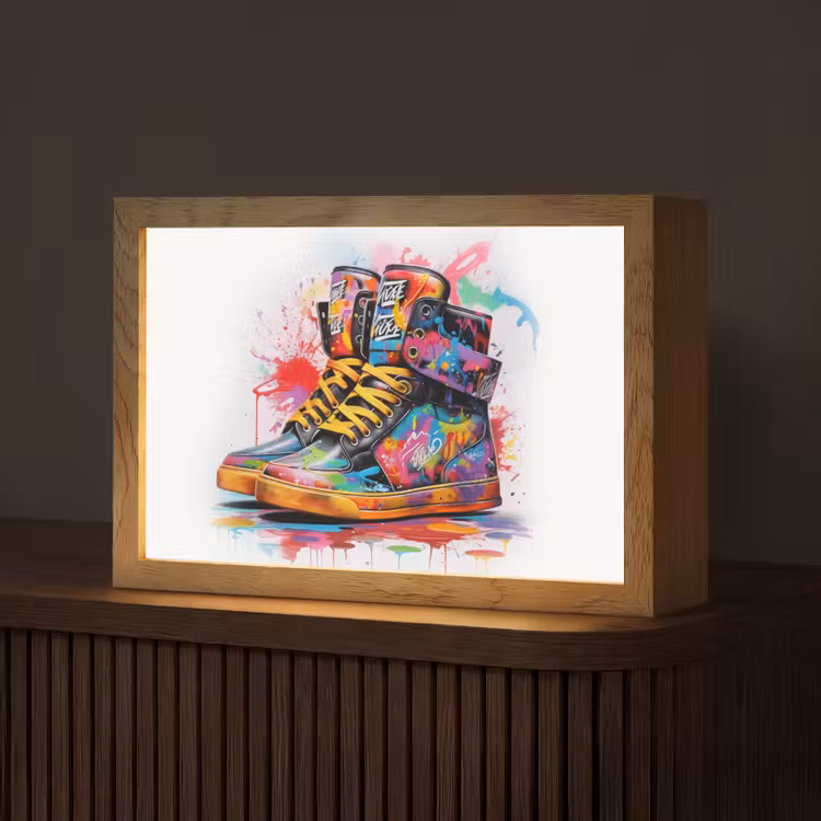 Schoenen - Graffiti - Wit - Kleuren Light Box met kabel (Tafellamp) klein -z3d_website