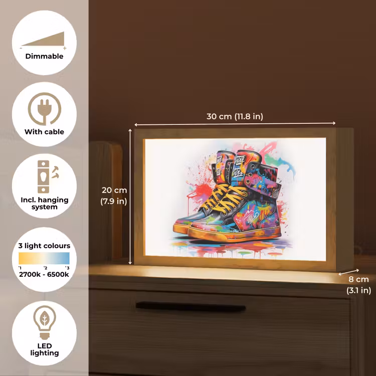 Schoenen - Graffiti - Wit - Kleuren Light Box met kabel (Tafellamp) klein -USP_EN