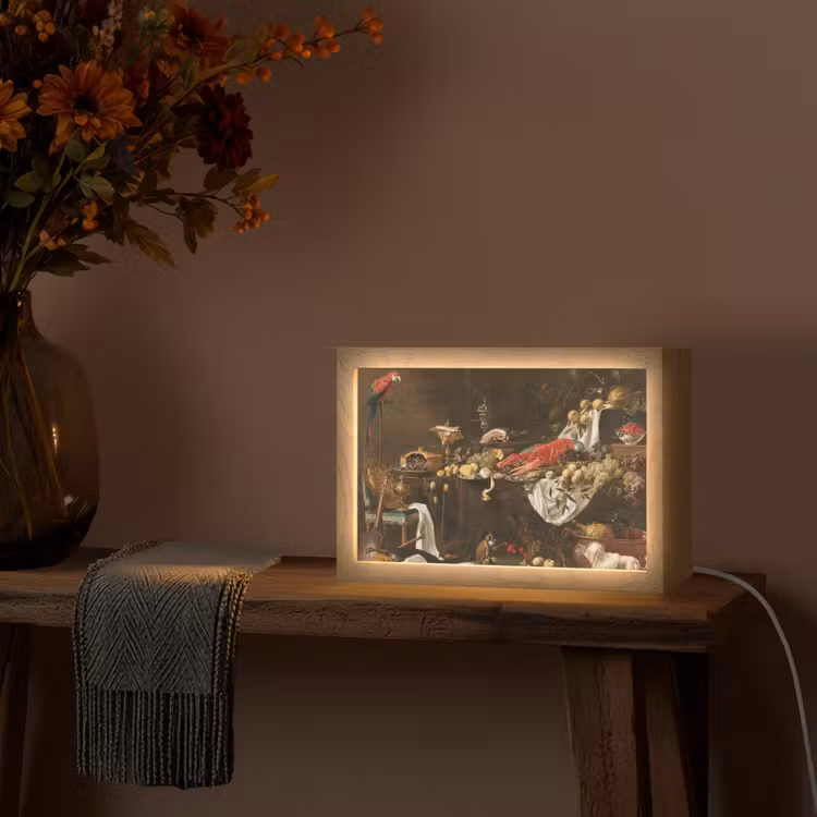 Pronkstilleven - Adriaen van Utrecht - Olieverf Light Box met kabel (Tafellamp) klein -sfeer4