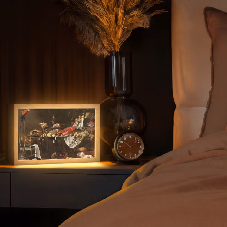 Pronkstilleven - Adriaen van Utrecht - Olieverf Light Box met kabel (Tafellamp) klein -sfeer1