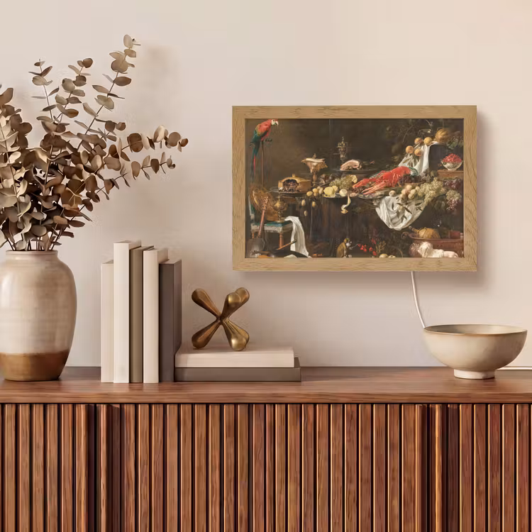 Pronkstilleven - Adriaen van Utrecht - Olieverf Light Box met kabel (Tafellamp) klein -sfeer2