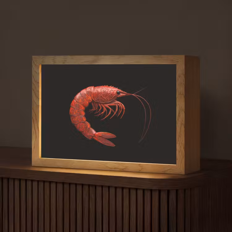 Garnaal - Rood - Dieren Light Box met kabel (Tafellamp) klein -z3d_website