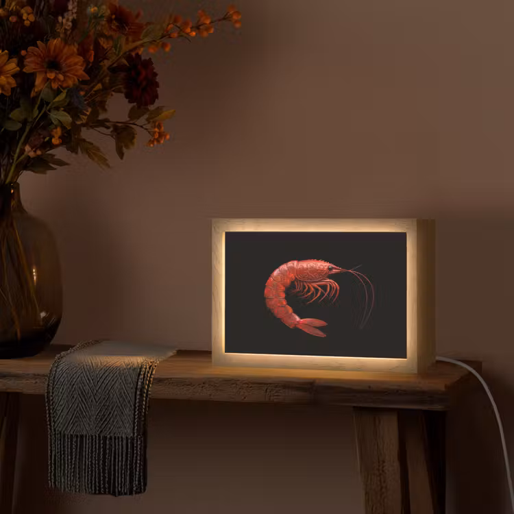 Garnaal - Rood - Dieren Light Box met kabel (Tafellamp) klein -sfeer4