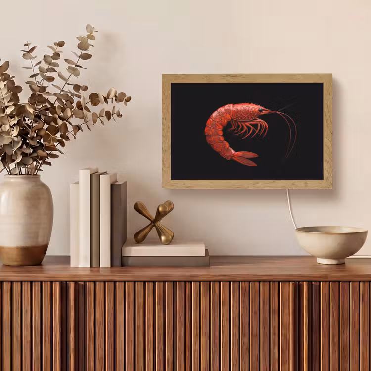 Garnaal - Rood - Dieren Light Box met kabel (Tafellamp) klein -sfeer2