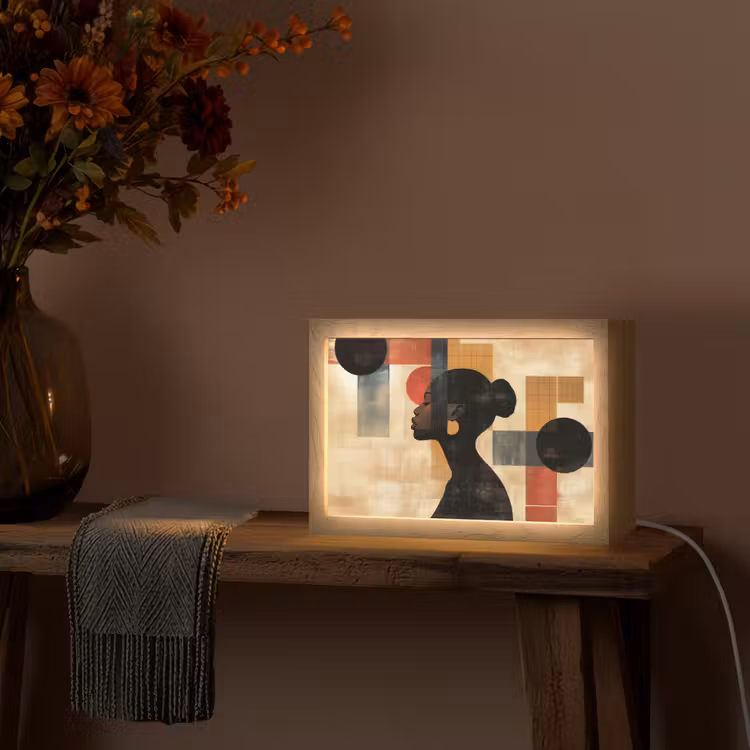 Zijaanzicht - Vrouw - Vormen Light Box met kabel (Tafellamp) klein -sfeer4