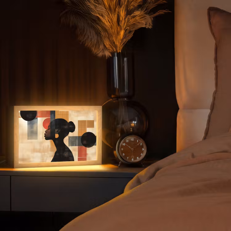 Zijaanzicht - Vrouw - Vormen Light Box met kabel (Tafellamp) klein -sfeer1