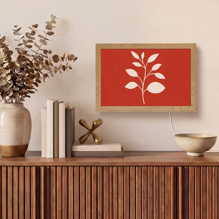 Silhouet - Bladeren - Tak Light Box met kabel (Tafellamp) klein -sfeer2