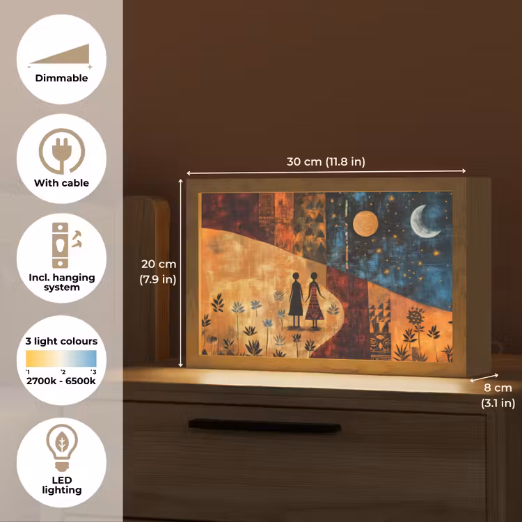 Silhouetten - Abstract - Zon - Maan Light Box met kabel (Tafellamp) klein -USP_EN