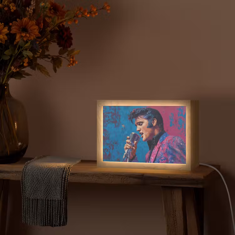 Zingende man - Glitterjas - Microfoon Light Box met kabel (Tafellamp) klein -sfeer4