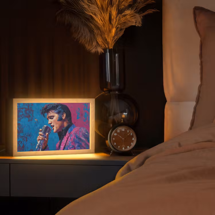 Zingende man - Glitterjas - Microfoon Light Box met kabel (Tafellamp) klein -sfeer1