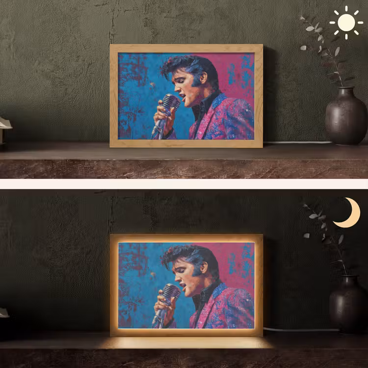 Zingende man - Glitterjas - Microfoon Light Box met kabel (Tafellamp) klein -sfeer3