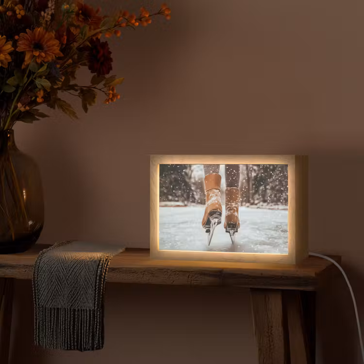 Schaatsen - IJs - Winter - Sneeuw Light Box met kabel (Tafellamp) klein -sfeer4