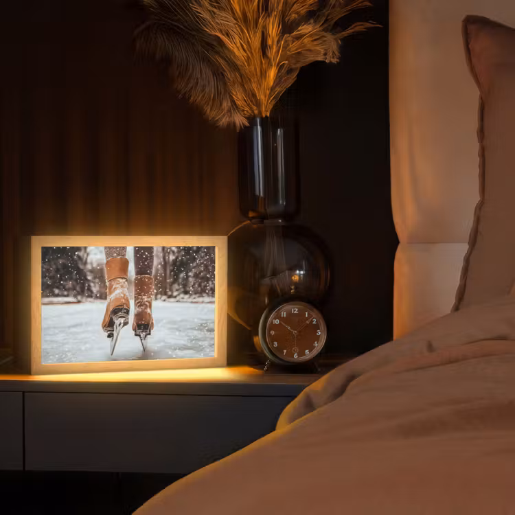 Schaatsen - IJs - Winter - Sneeuw Light Box met kabel (Tafellamp) klein -sfeer1