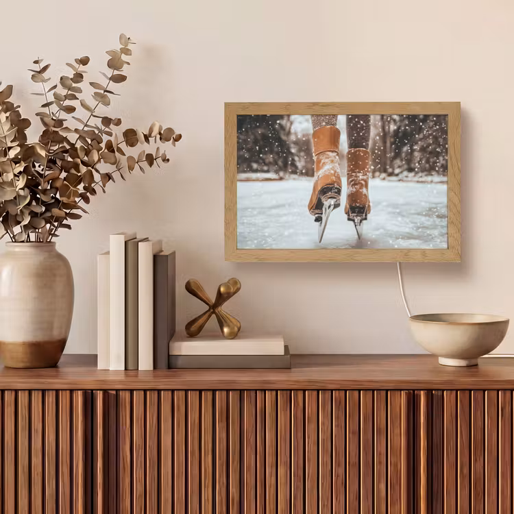 Schaatsen - IJs - Winter - Sneeuw Light Box met kabel (Tafellamp) klein -sfeer2