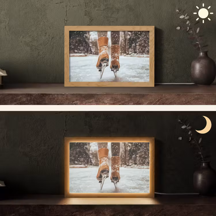 Schaatsen - IJs - Winter - Sneeuw Light Box met kabel (Tafellamp) klein -sfeer3