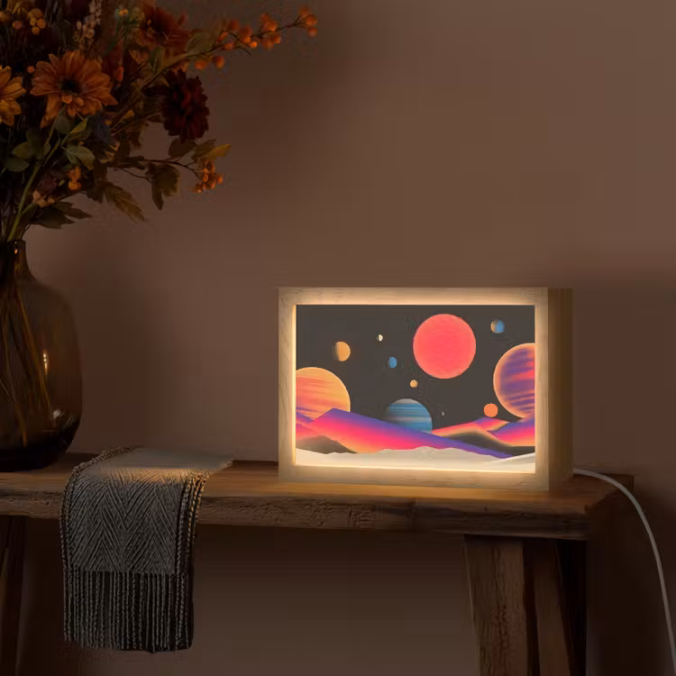 Hemel - Planeten - Felgekleurd Light Box met kabel (Tafellamp) klein -sfeer4