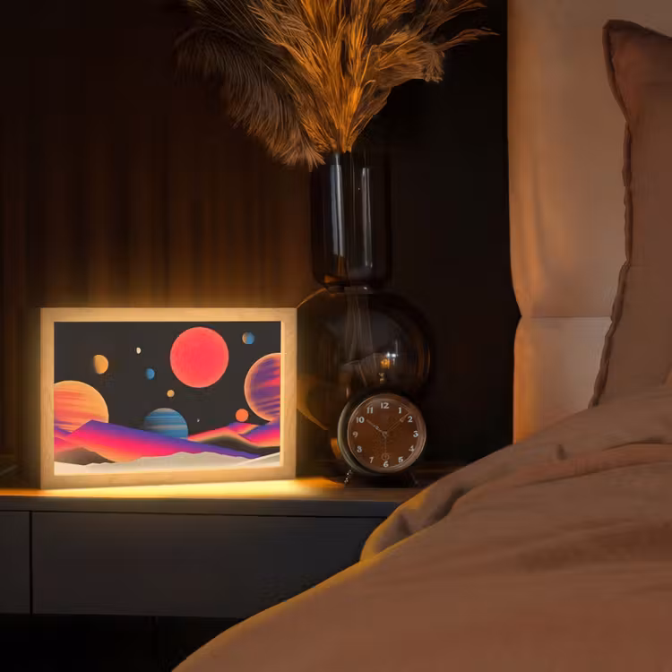 Hemel - Planeten - Felgekleurd Light Box met kabel (Tafellamp) klein -sfeer1