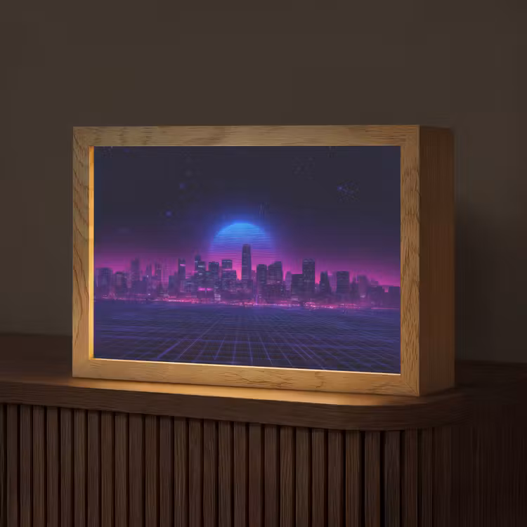 Skyline - Zon - Neon - Rasterpatroon Light Box met kabel (Tafellamp) klein -z3d_website