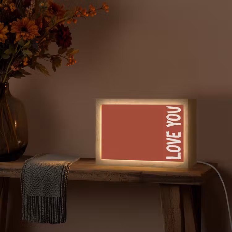 Schuin - Loveyou - Rood Light Box met kabel (Tafellamp) klein -sfeer4