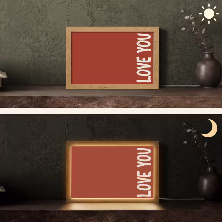 Schuin - Loveyou - Rood Light Box met kabel (Tafellamp) klein -sfeer3