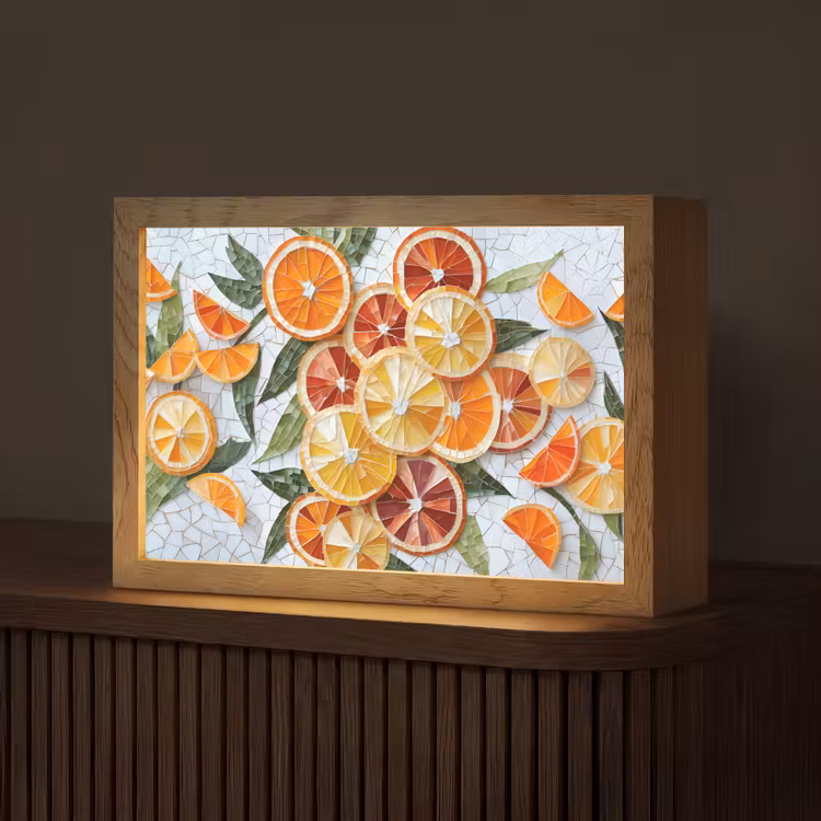 Schijfjes - Fruit - Oranje - Mozaïek Light Box met kabel (Tafellamp) klein -z3d_website