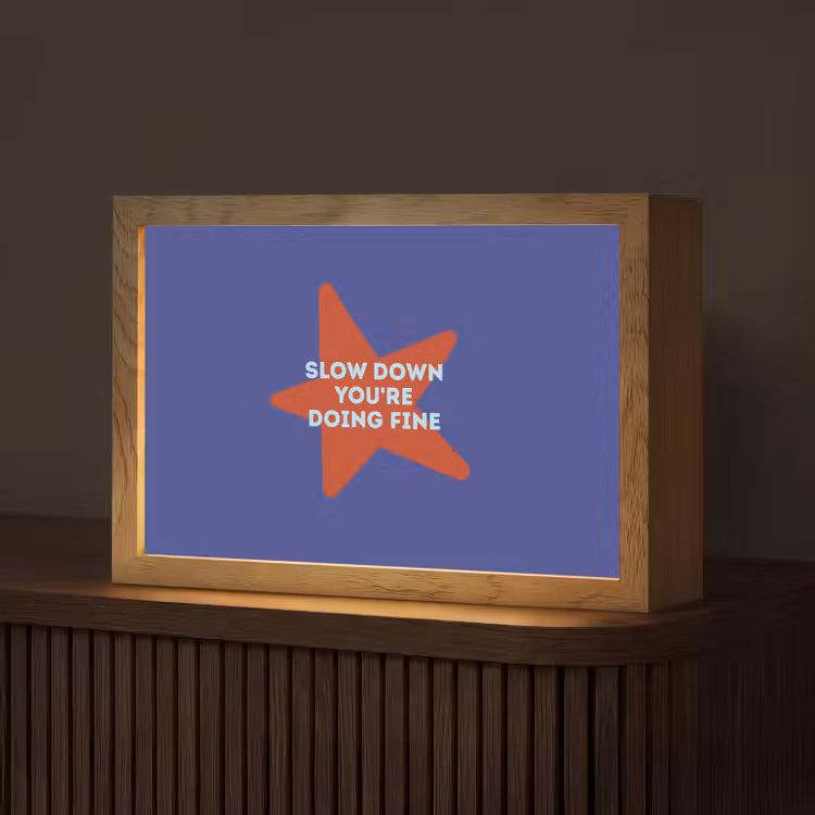 Slow down you're doing fine - Ster - Blauw Light Box met kabel (Tafellamp) klein -z3d_website