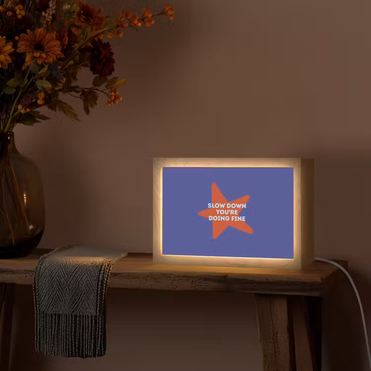 Slow down you're doing fine - Ster - Blauw Light Box met kabel (Tafellamp) klein -sfeer4