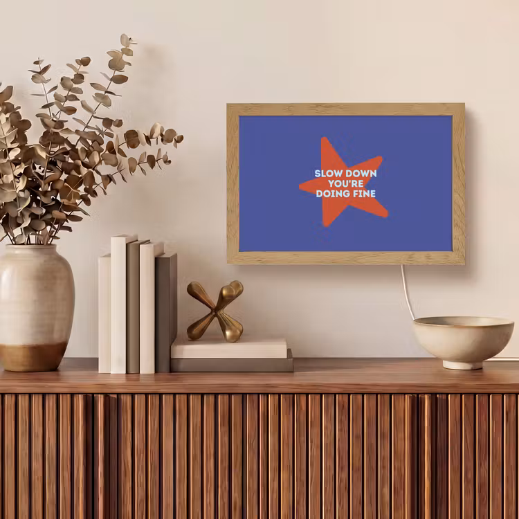 Slow down you're doing fine - Ster - Blauw Light Box met kabel (Tafellamp) klein -sfeer2