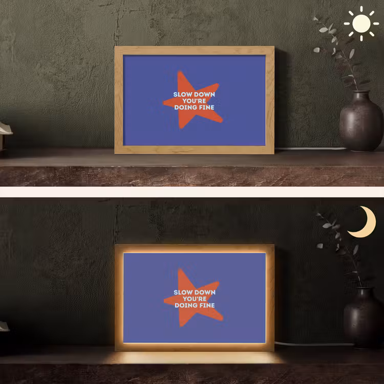 Slow down you're doing fine - Ster - Blauw Light Box met kabel (Tafellamp) klein -sfeer3
