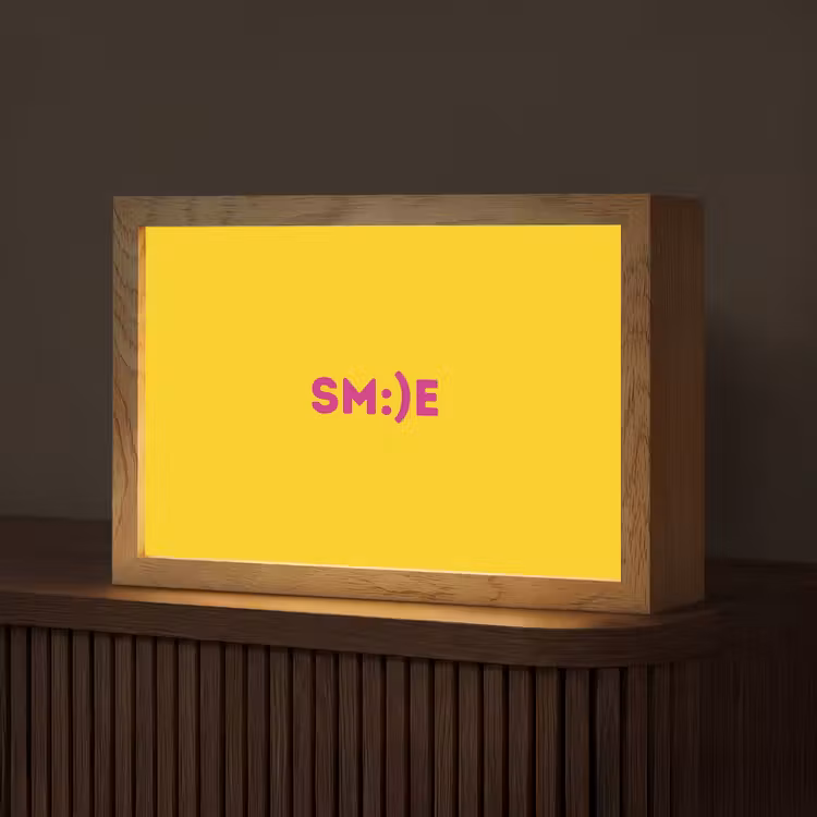 Smile - Roze - Geel Light Box met kabel (Tafellamp) klein -z3d_website