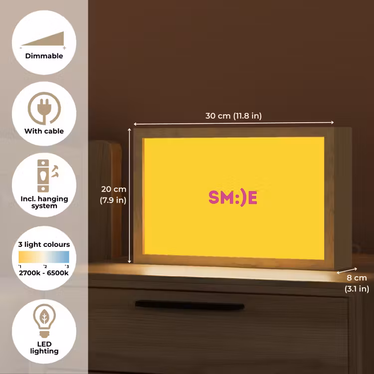Smile - Roze - Geel Light Box met kabel (Tafellamp) klein -USP_EN