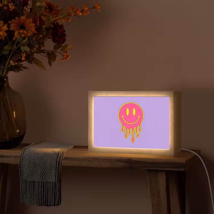 Smiley - Drip - Neon Light Box met kabel (Tafellamp) klein -sfeer4