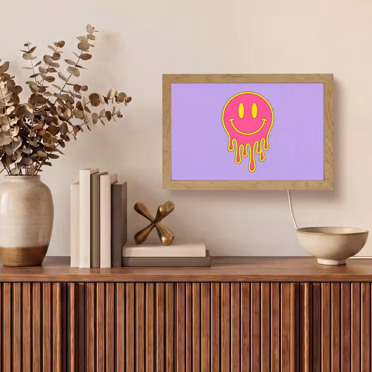 Smiley - Drip - Neon Light Box met kabel (Tafellamp) klein -sfeer2