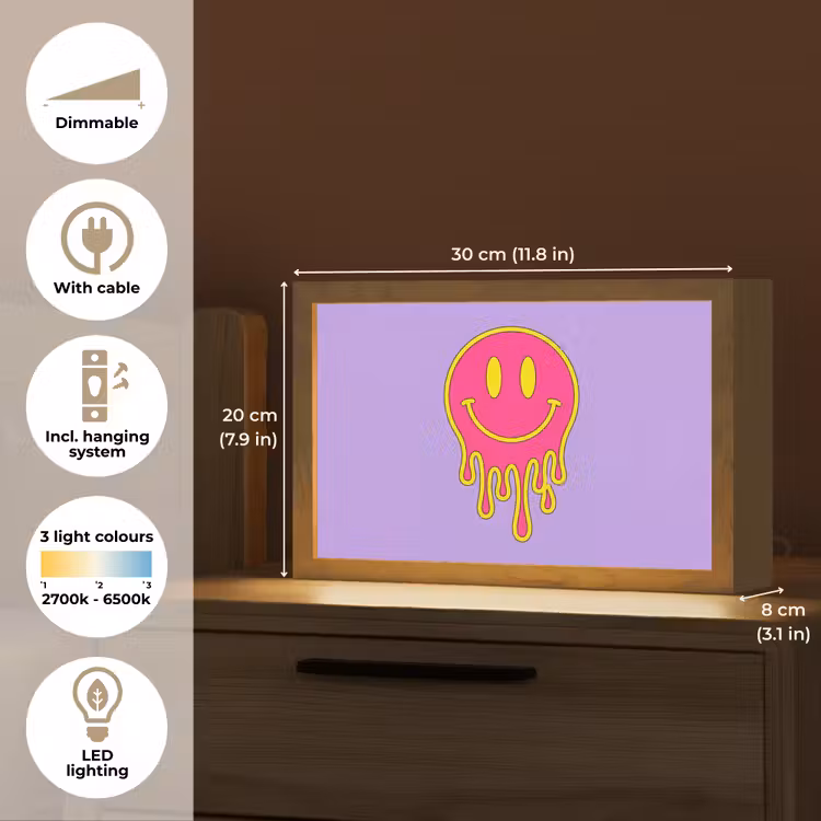 Smiley - Drip - Neon Light Box met kabel (Tafellamp) klein -USP_EN